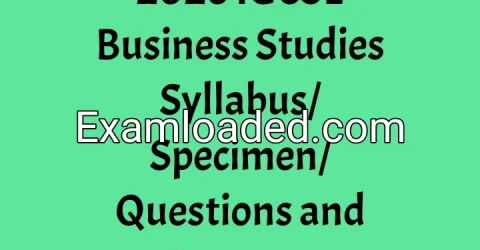 2026 IGCSE Business Studies Syllabus/Specimen/Questions and Answers