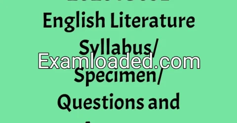 2026 IGCSE English Literature Syllabus/Specimen/Questions and Answers