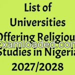 List of Universities Offering Religious Studies in Nigeria 2027/2028