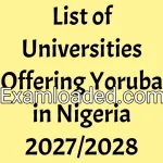 List of Universities Offering Yoruba in Nigeria 2027/2028
